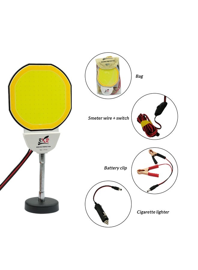3XR COB LED Emergency Work Light 12V Magnetic Base Camping Lantern Car Repair Inspection Lamp Flexible Gooseneck Stand Battery Clip Cigarette Lighter Plug Portable Flood Light for Camping Fishing Garage Workshop Outdoor Power Outage Daily Use Pro - Image 5
